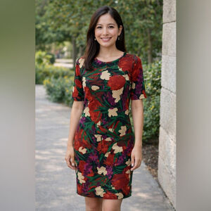 LuLaRoe Julia Knit Dress – Floral Print – Knee-Length – Women’s XXS